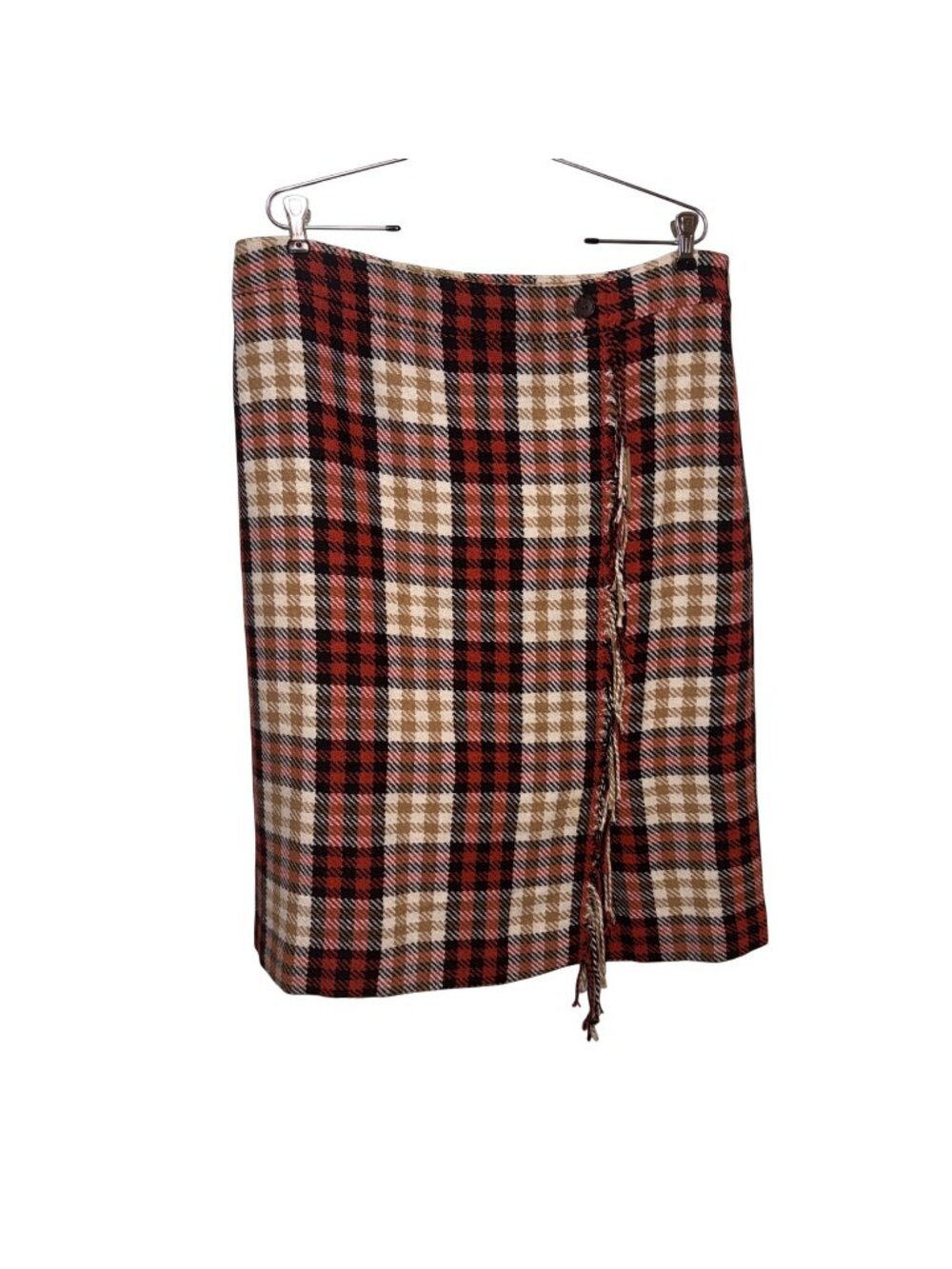 Talbots Womens Red Plaid Wool Blend Skirt Size 16